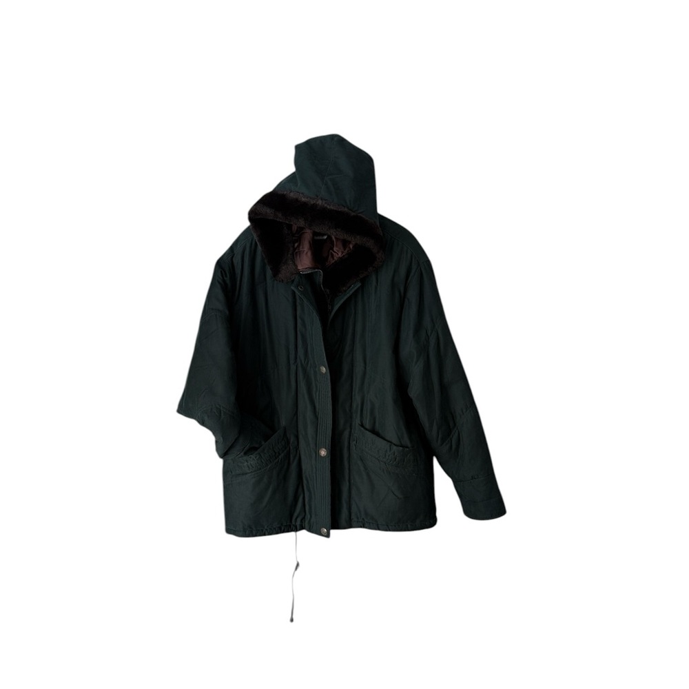 Vintage Gallery Faux Fur Hooded Parka Utility Jacket Green Size L